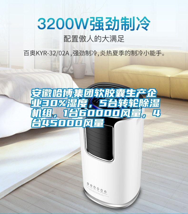 安徽哈博集團軟膠囊生產企業30%濕度，5臺轉輪除濕機組，1臺60000風量，4臺45000風量
